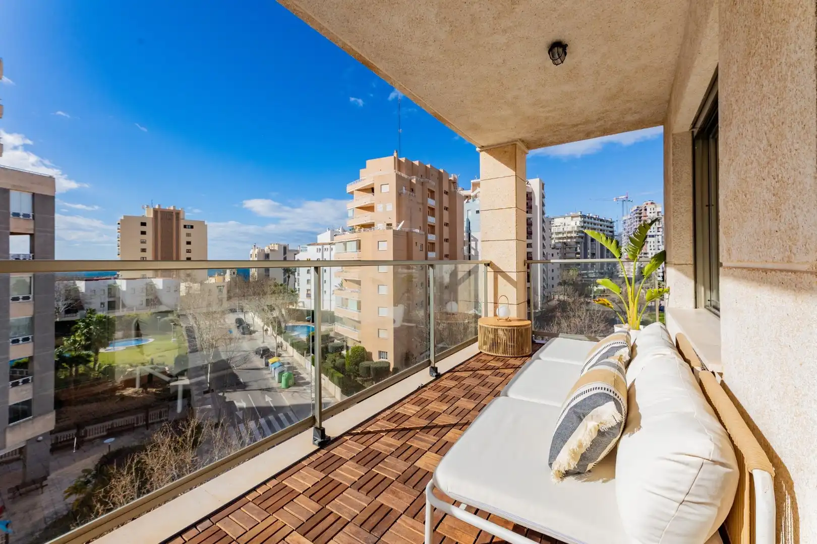 Balcony of Apartments for rent in Calpe / Calp  with Air Conditioner, Parquet flooring and Terrace