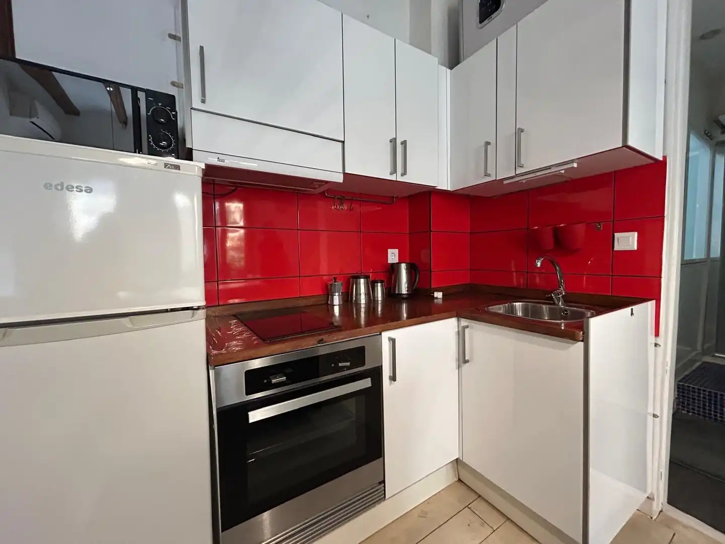 Küche von Wohnung zur Miete in Barcelona mit Klimaanlage, Parkett und Möbliert
