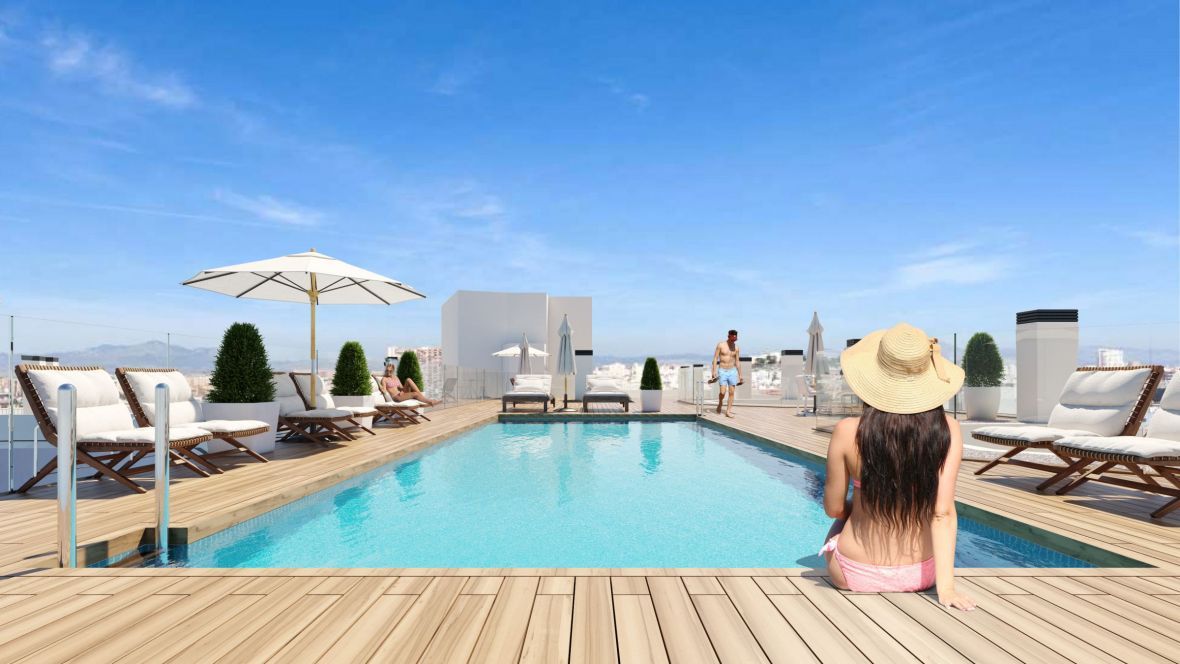 Swimming pool of Attic for sale in Alicante / Alacant  with Air Conditioner, Heating and Terrace