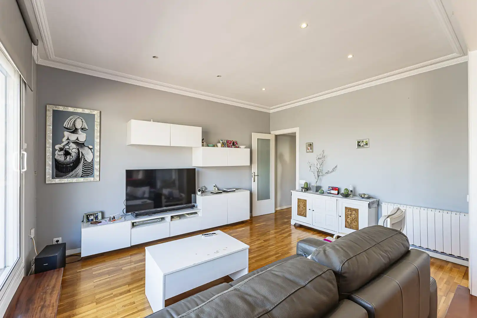 Wohnzimmer von Dachboden zum Verkauf in Barcelona mit Klimaanlage, Heizung und Parkett