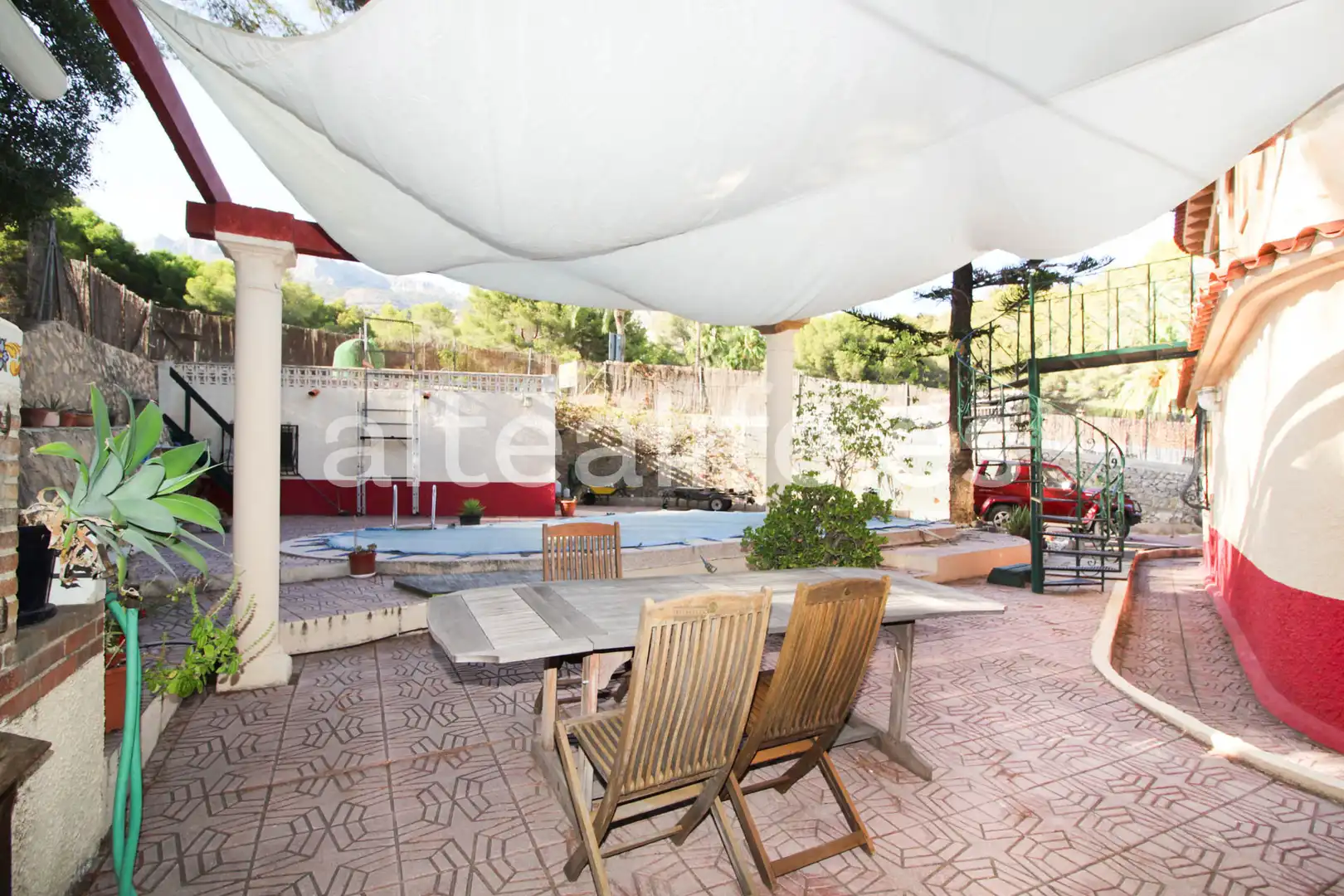 Vista exterior de Casa adosada en venta en Altea con Aire acondicionado, Terraza y Piscina