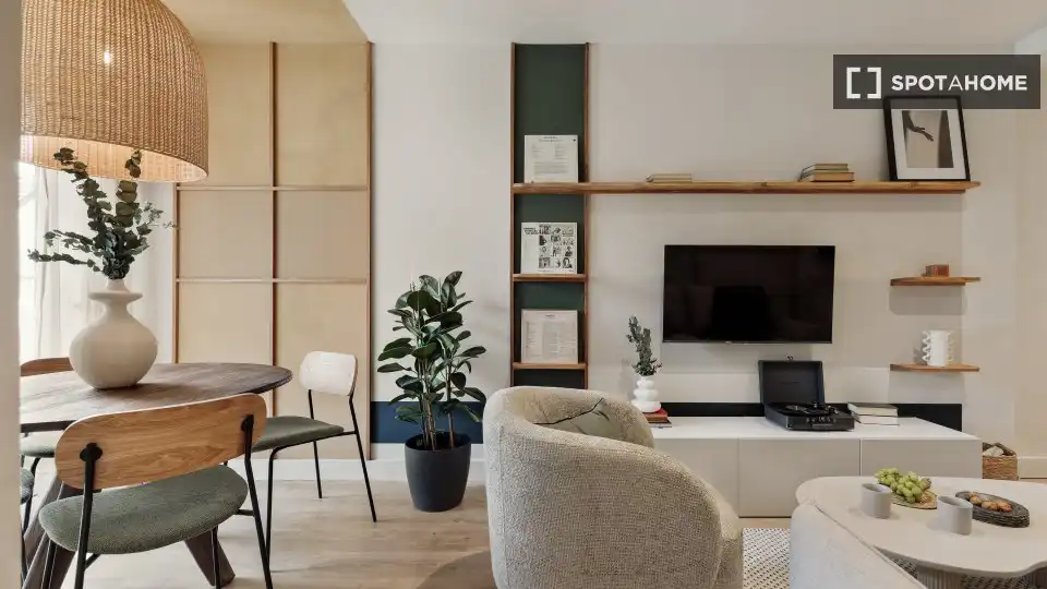 Sala d'estar de Apartament per a compartir en Barcelona amb Aire condicionat, Terrassa i Moblat