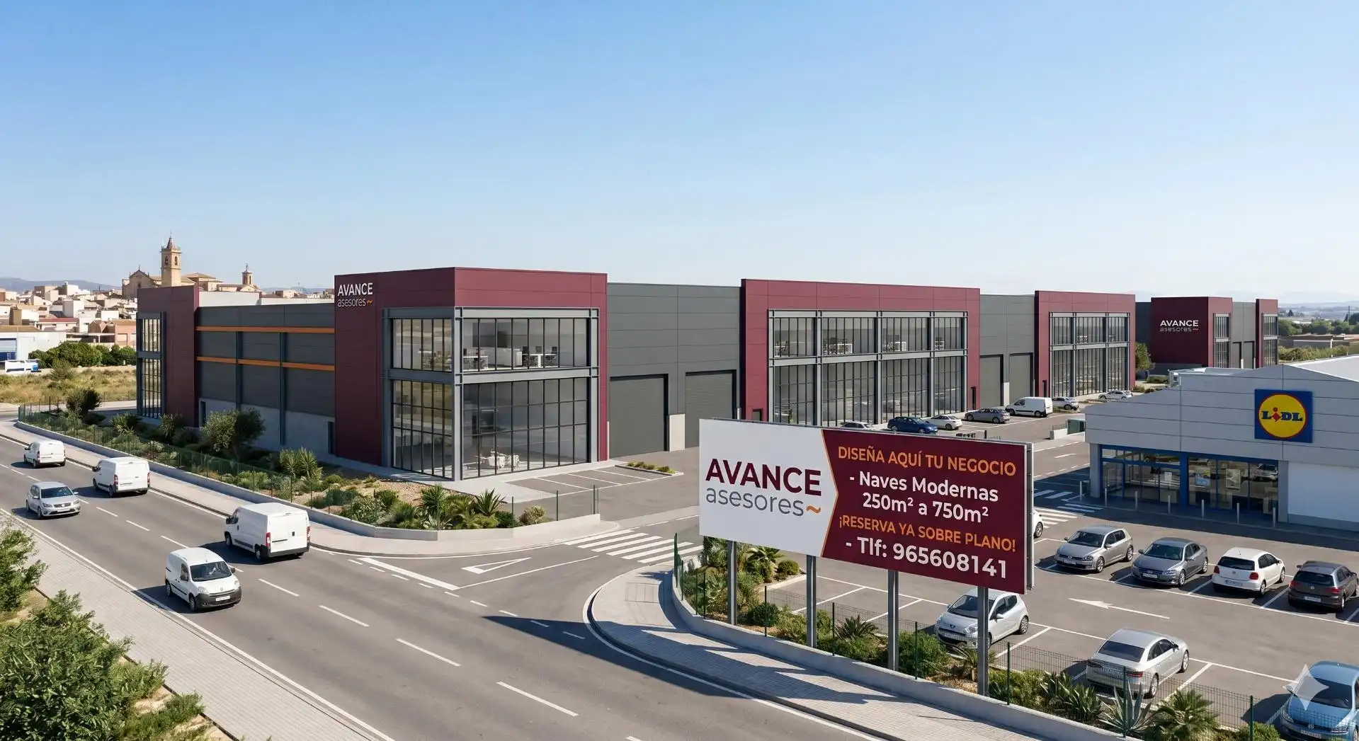 Außenansicht von Fabrikhallen zur Miete in Novelda