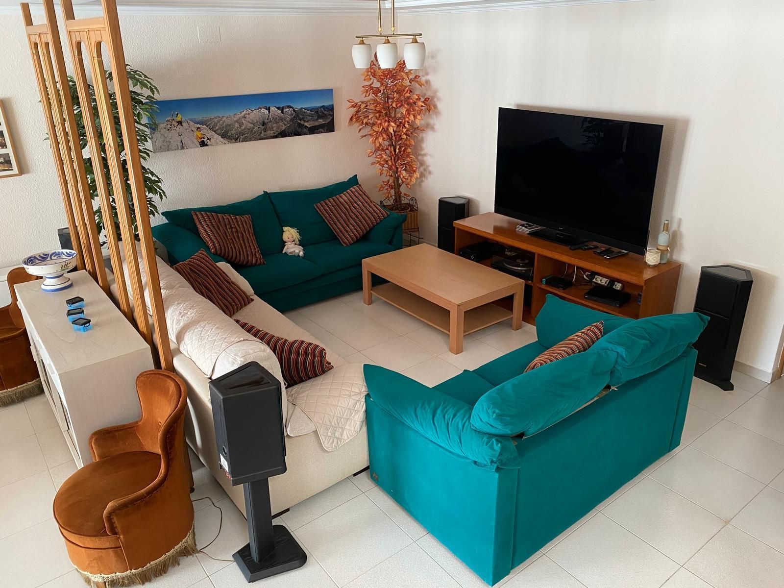 Sala d'estar de Casa adosada en venda en Santa Coloma de Farners amb Aire condicionat, Calefacció i Jardí privat