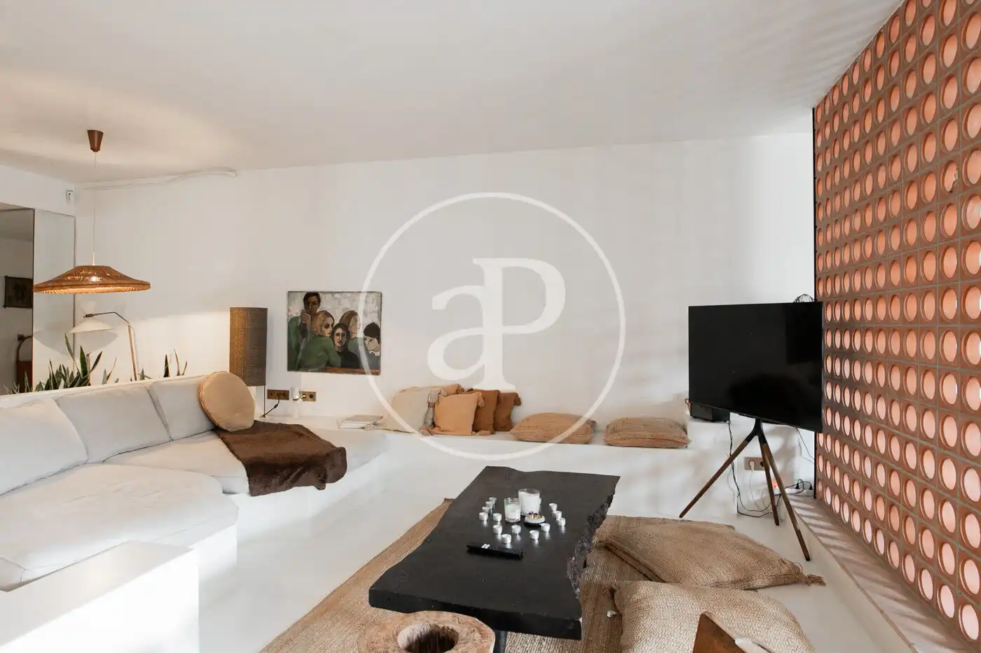 Sala de estar de Piso en venta en Barcelona con Calefacción, Terraza y Amueblado