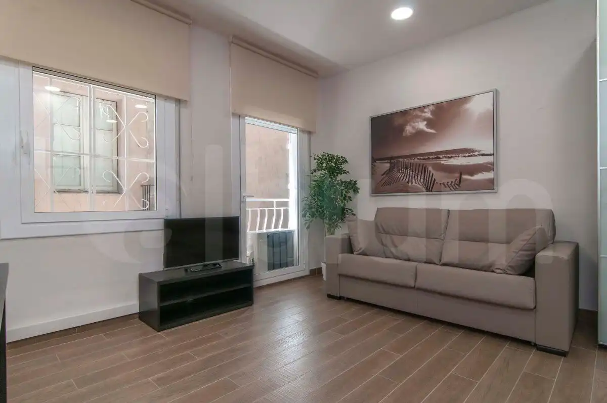 Sala de estar de Estudio de alquiler en Barcelona con Aire acondicionado, Calefacción y Amueblado