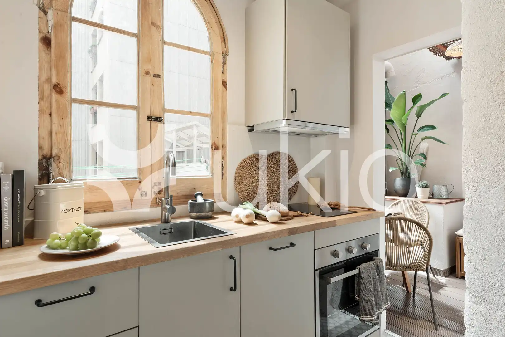 Cuina de Apartament de lloguer en Barcelona amb Aire condicionat, Calefacció i Moblat