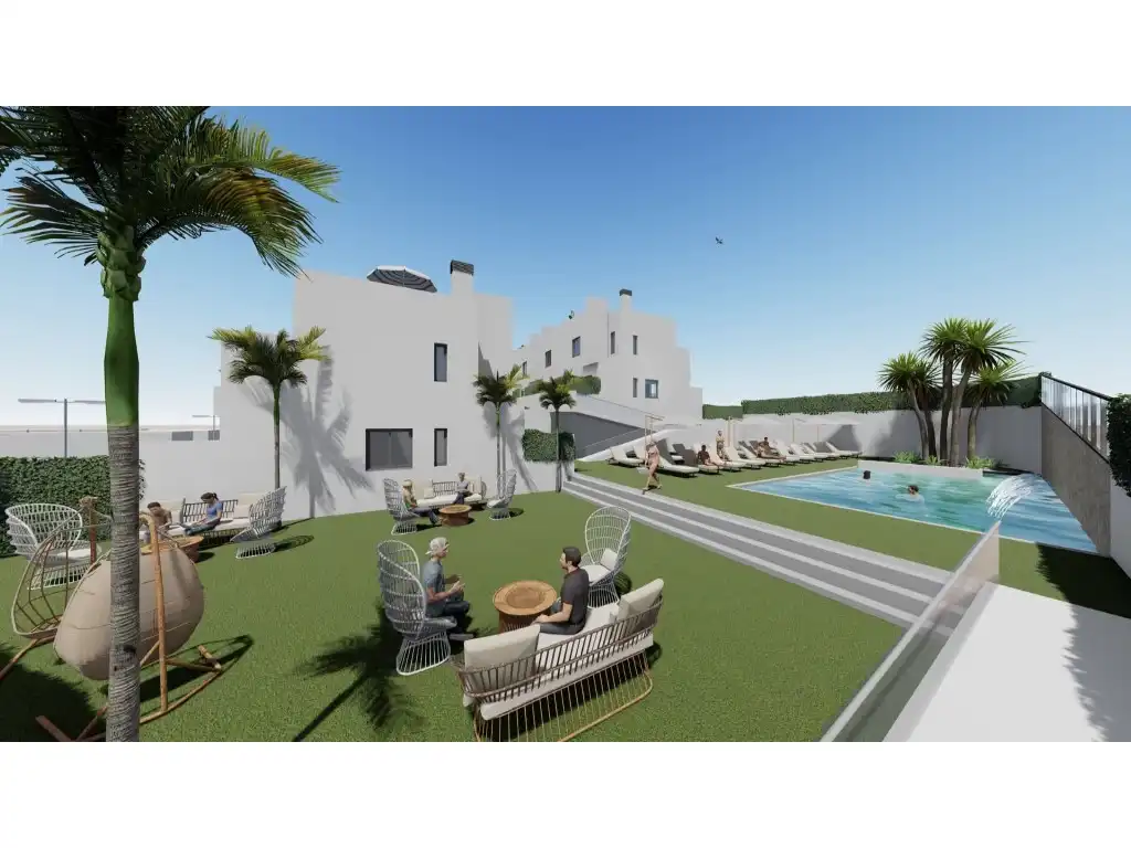 Garten von Einfamilien-Reihenhaus zum Verkauf in Cox mit Privatgarten und Schwimmbad