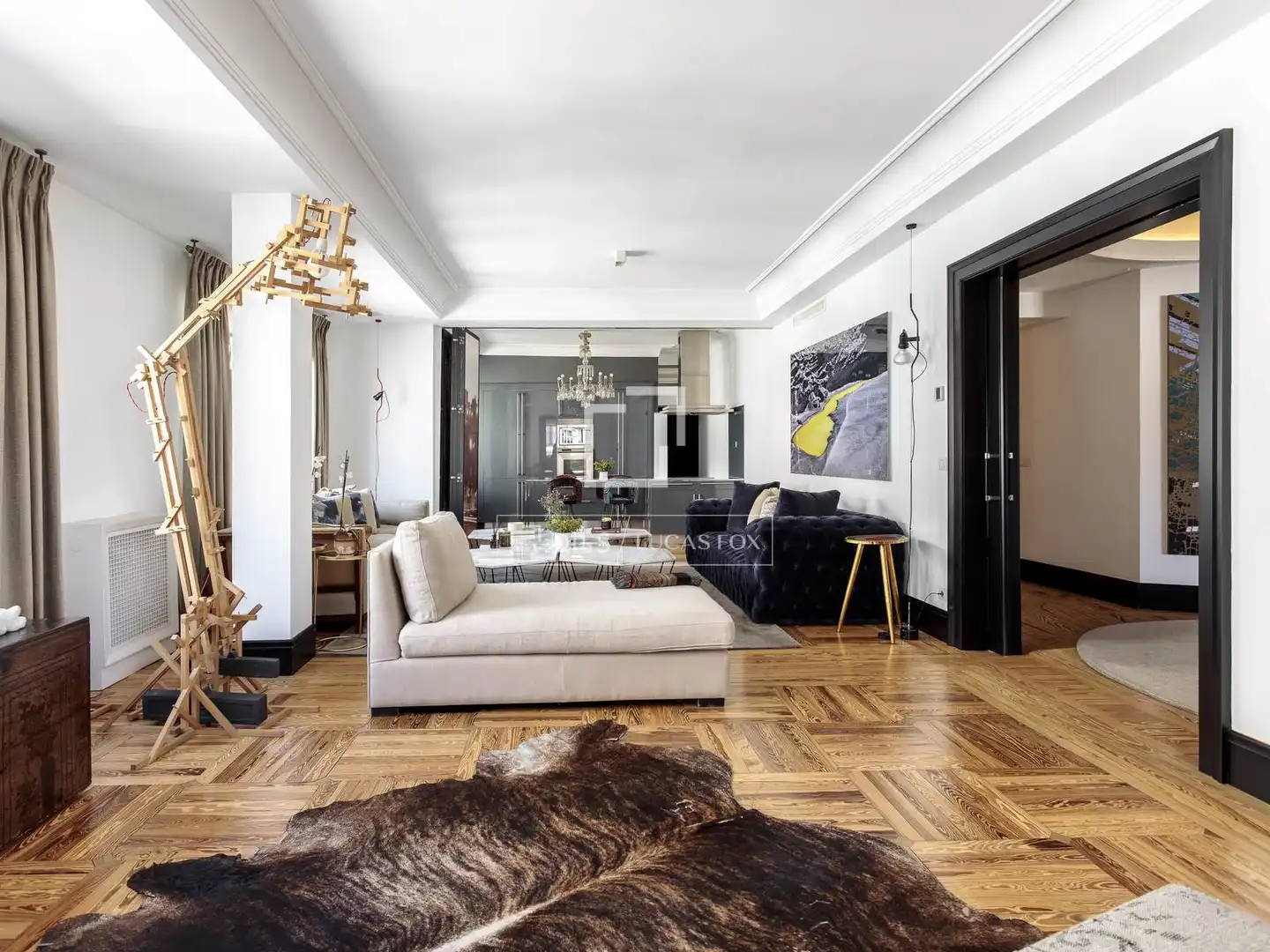 Wohnzimmer von Wohnung zur Miete in Madrid mit Klimaanlage, Heizung und Parkett