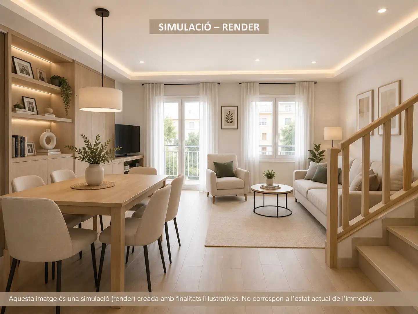 Wohnzimmer von Einfamilien-Reihenhaus zum Verkauf in Manlleu mit Heizung, Privatgarten und Terrasse
