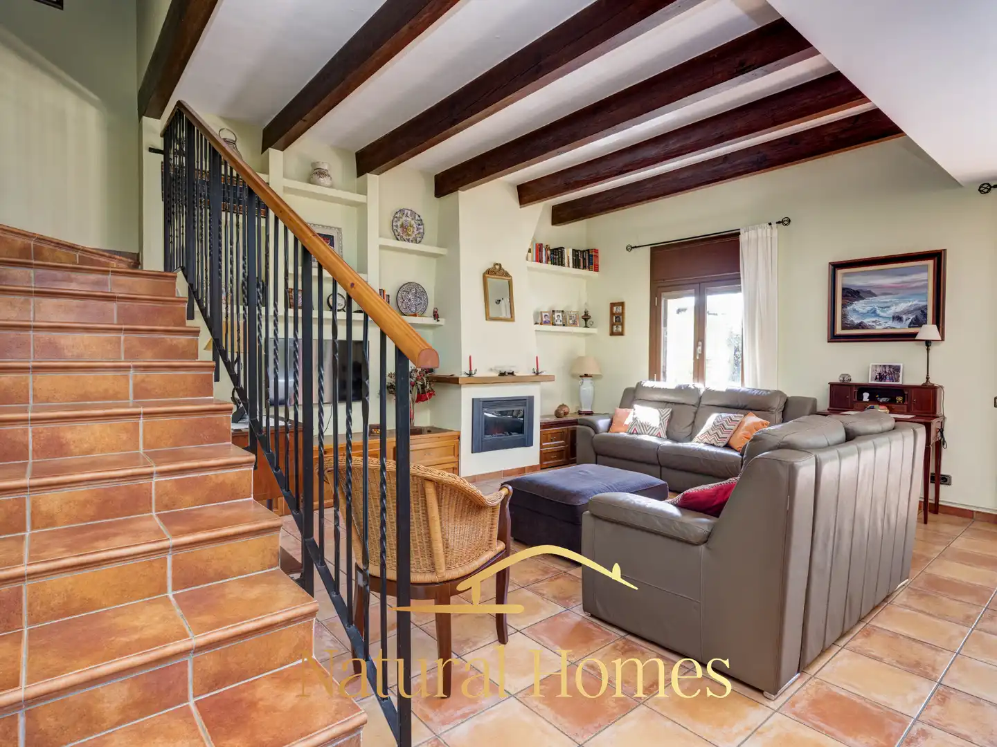 Sala d'estar de Casa adosada en venda en Sant Andreu de Llavaneres amb Calefacció, Jardí privat i Parquet