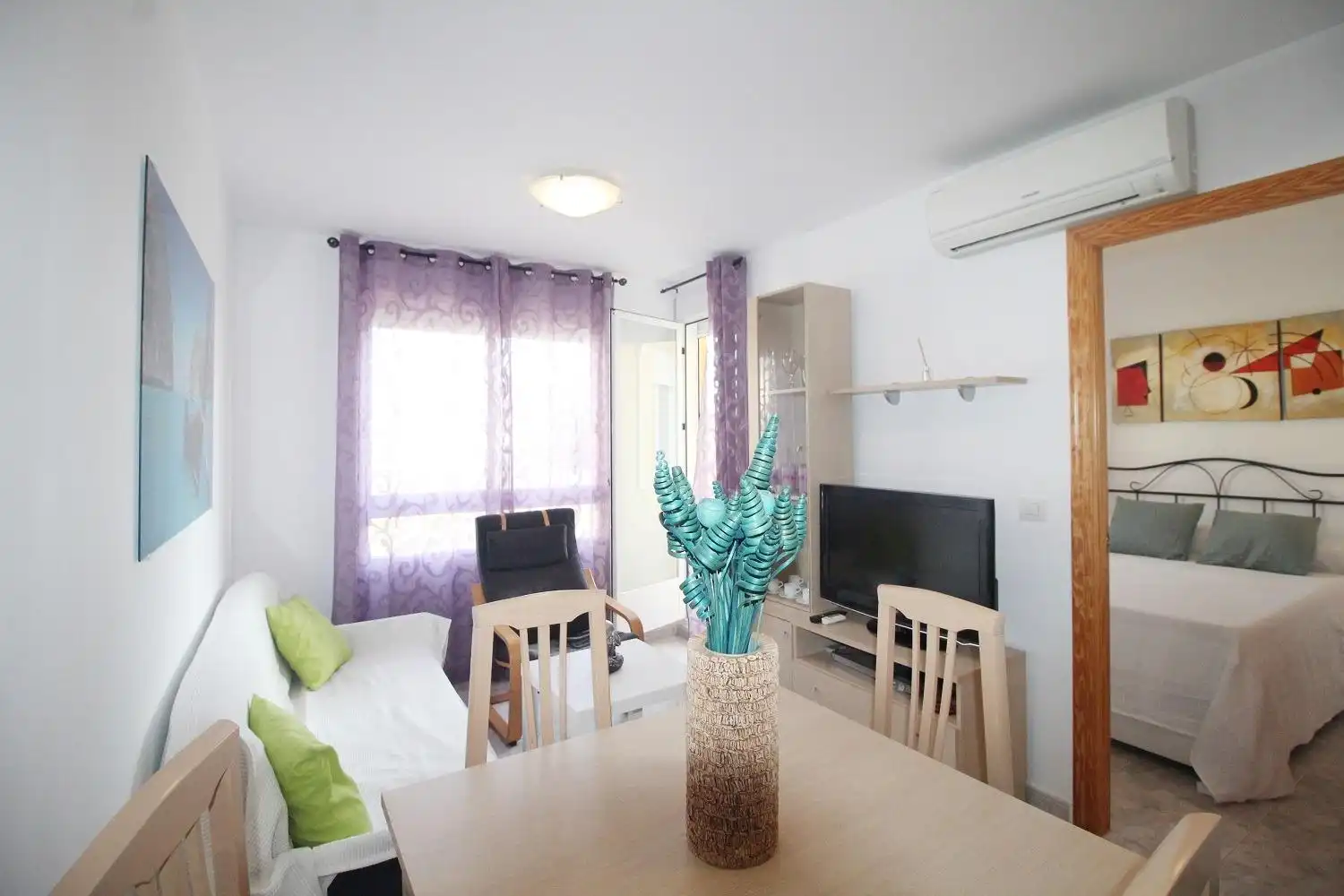 Sala de estar de Piso de alquiler en Oropesa del Mar / Orpesa con Aire acondicionado, Terraza y Amueblado