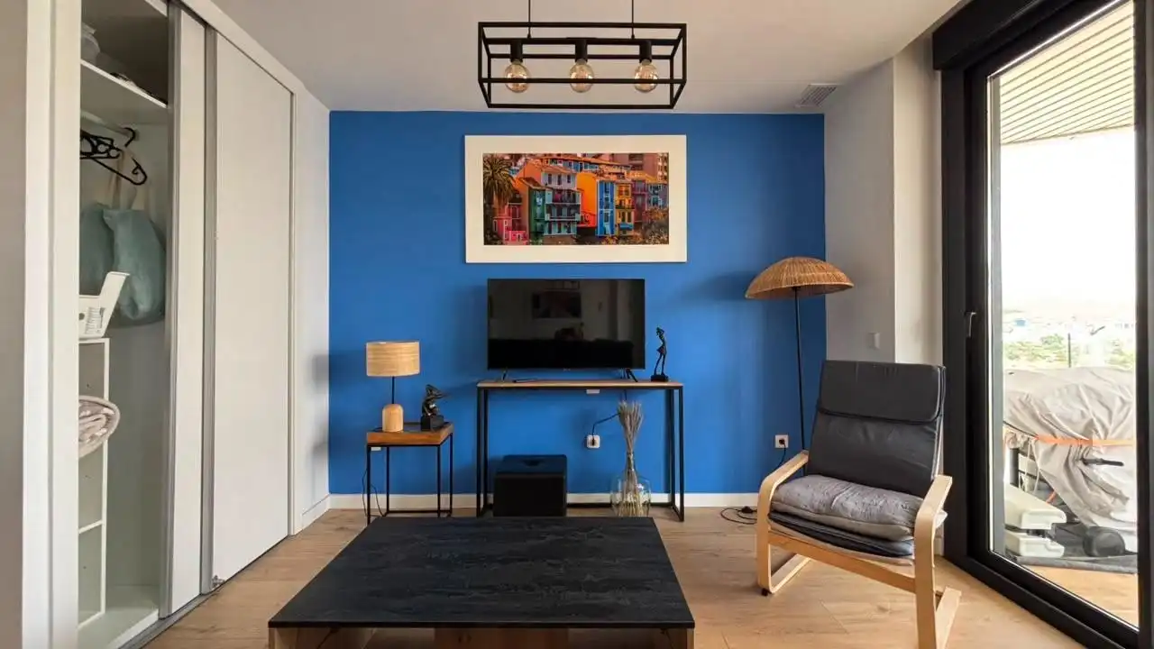 Wohnzimmer von Dachboden zur Miete in Villajoyosa / La Vila Joiosa mit Klimaanlage, Terrasse und Möbliert
