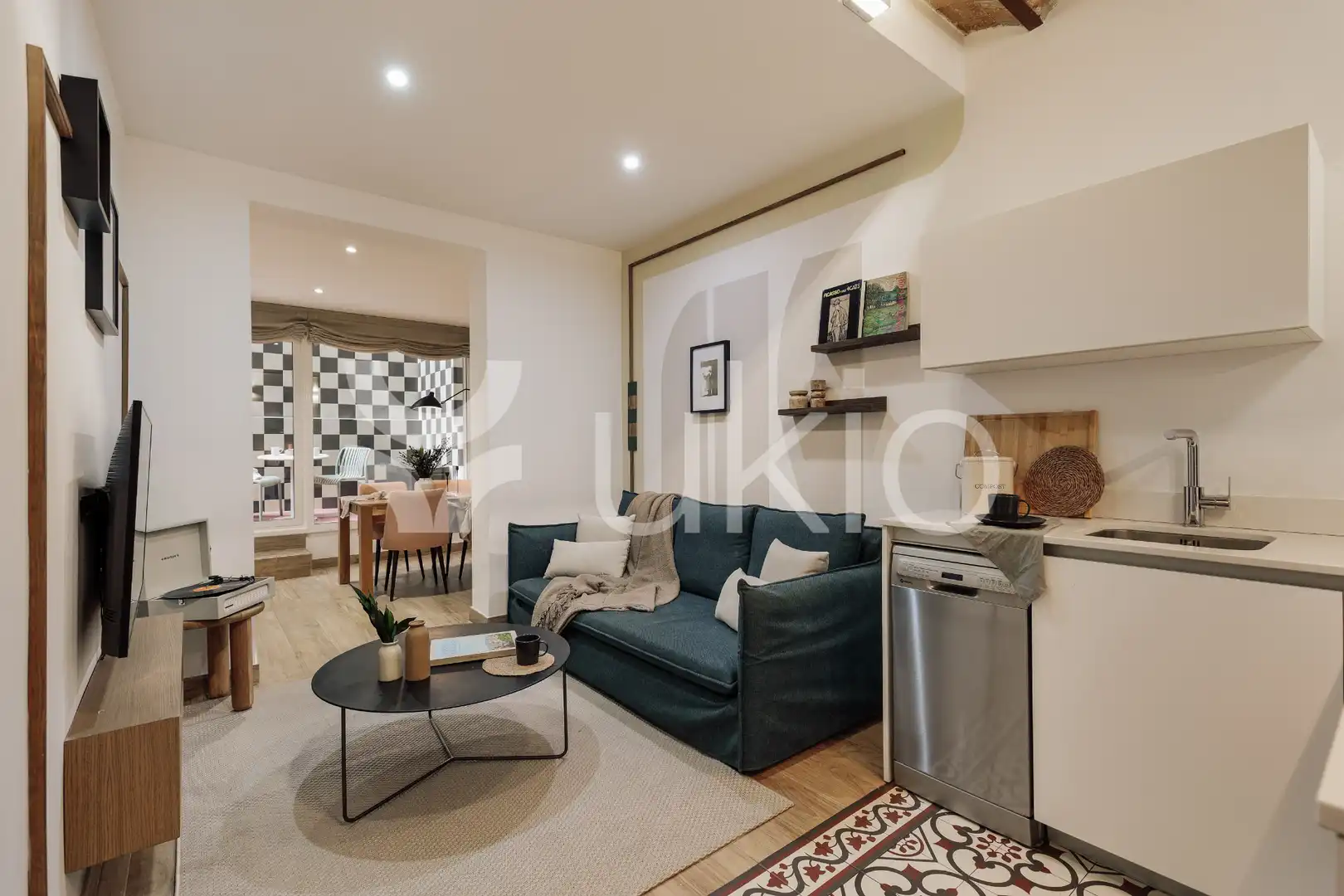 Sala de estar de Apartamento de alquiler en Barcelona con Aire acondicionado, Calefacción y Terraza
