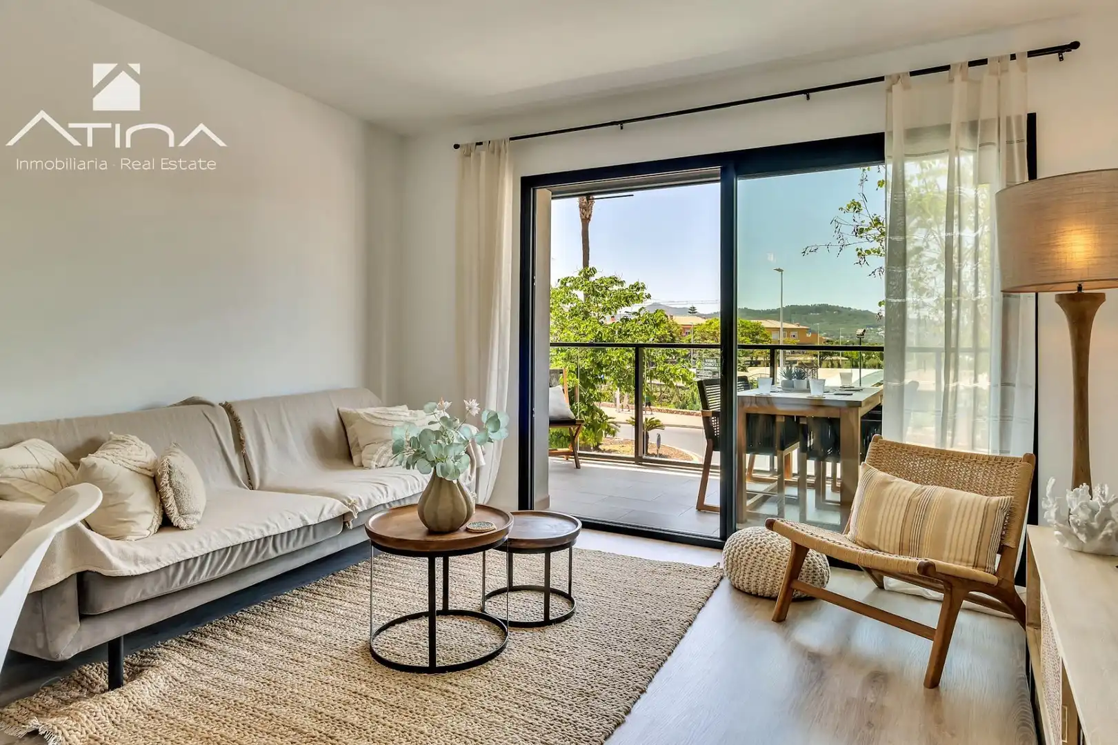 Sala d'estar de Apartament en venda en Jávea / Xàbia amb Aire condicionat, Jardí privat i Terrassa