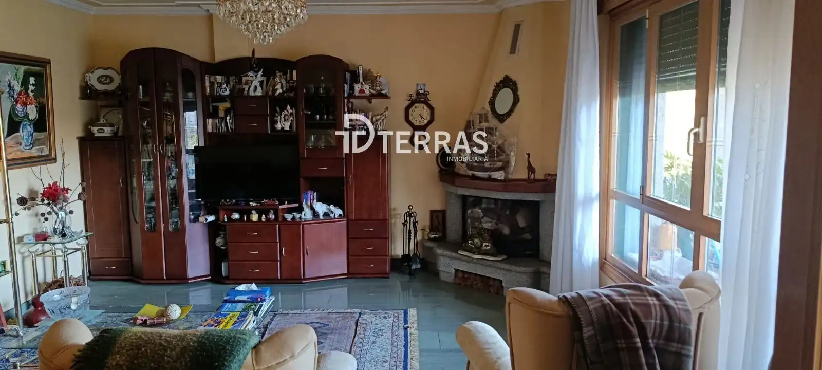 Sala de estar de Casa o chalet en venta en Vilaboa con Calefacción, Jardín privado y Terraza