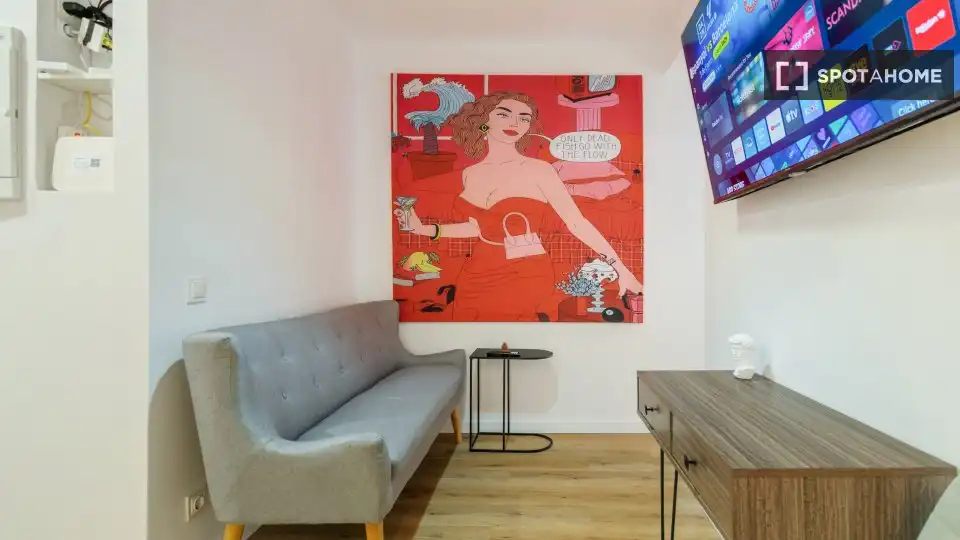 Living room of Flat for share in Barcelona  with Air Conditioner, Terrace and Furnished