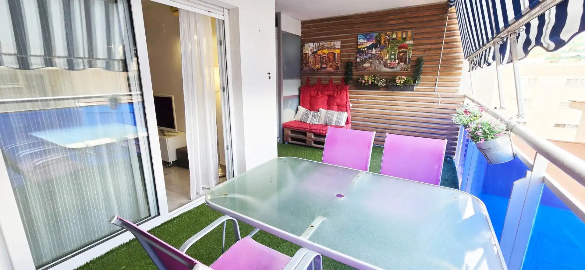 Terrasse von Wohnungen zur Miete in Villajoyosa / La Vila Joiosa mit Klimaanlage, Privatgarten und Terrasse
