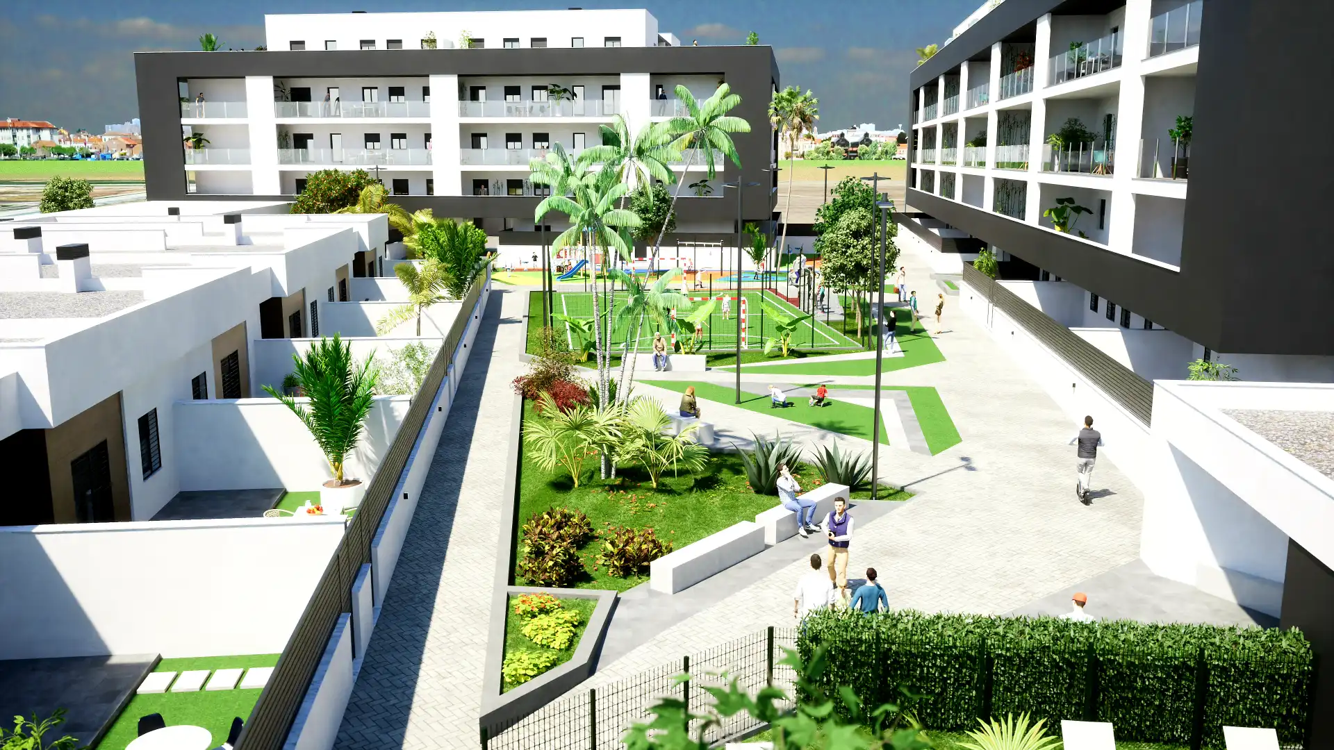 Außenansicht von Wohnung zur Miete in La Rinconada mit Klimaanlage, Heizung und Terrasse