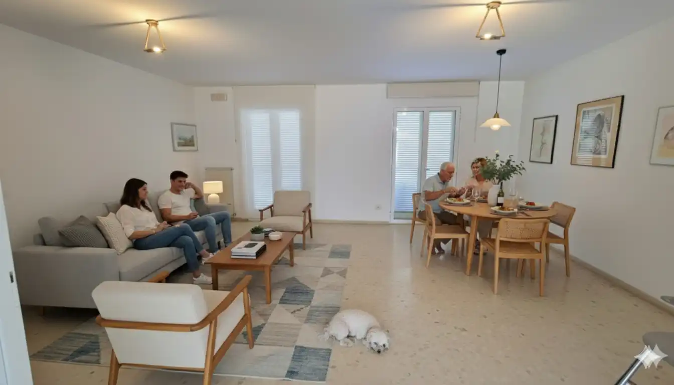 Wohnzimmer von Einfamilien-Reihenhaus zum Verkauf in Rocafort mit Klimaanlage, Heizung und Privatgarten