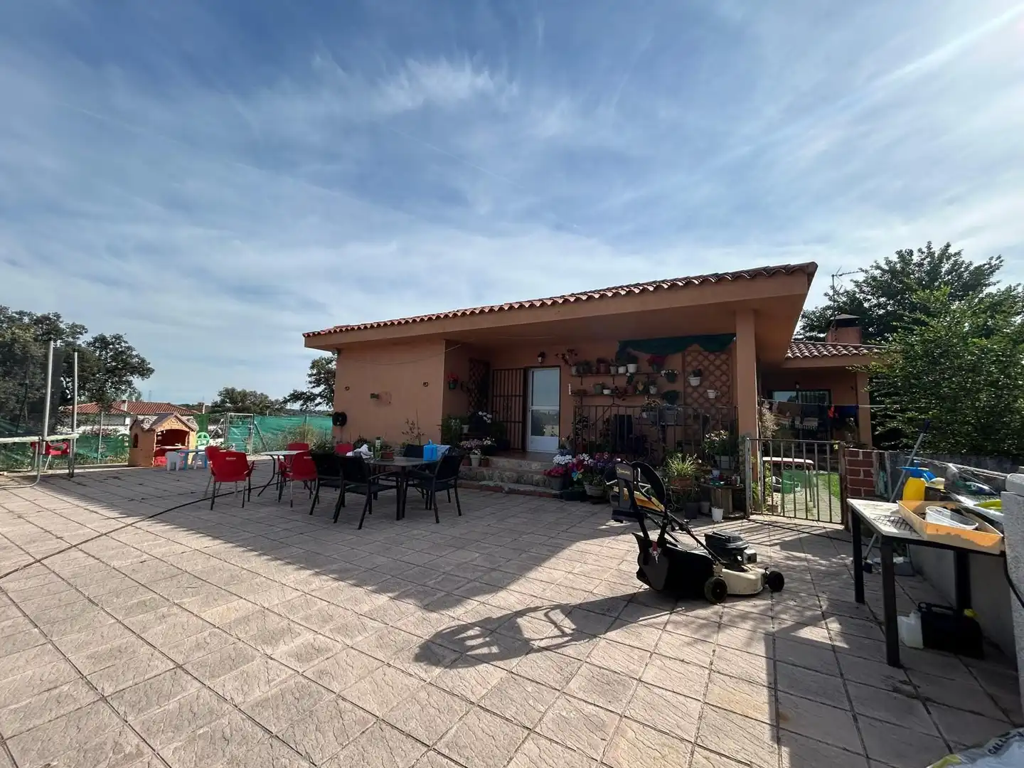 Terraza de Casa o chalet en venta en San Román de los Montes con Calefacción, Jardín privado y Piscina