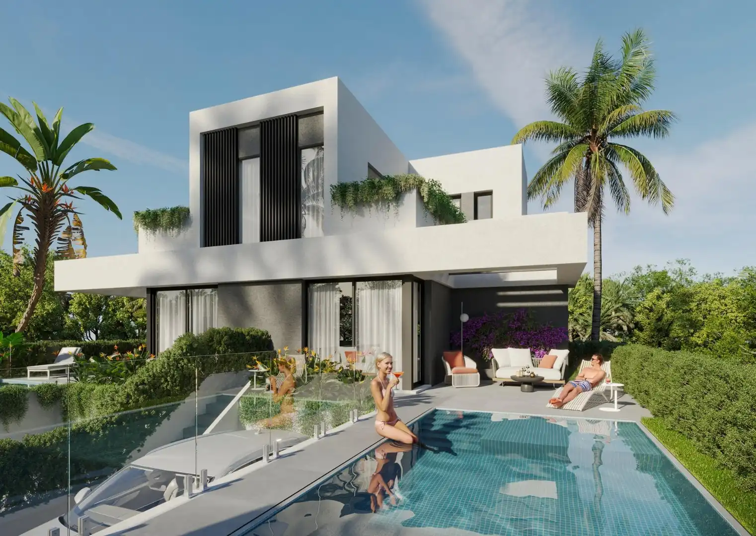 Semi-detached house with pool for sale in Golf Bahía