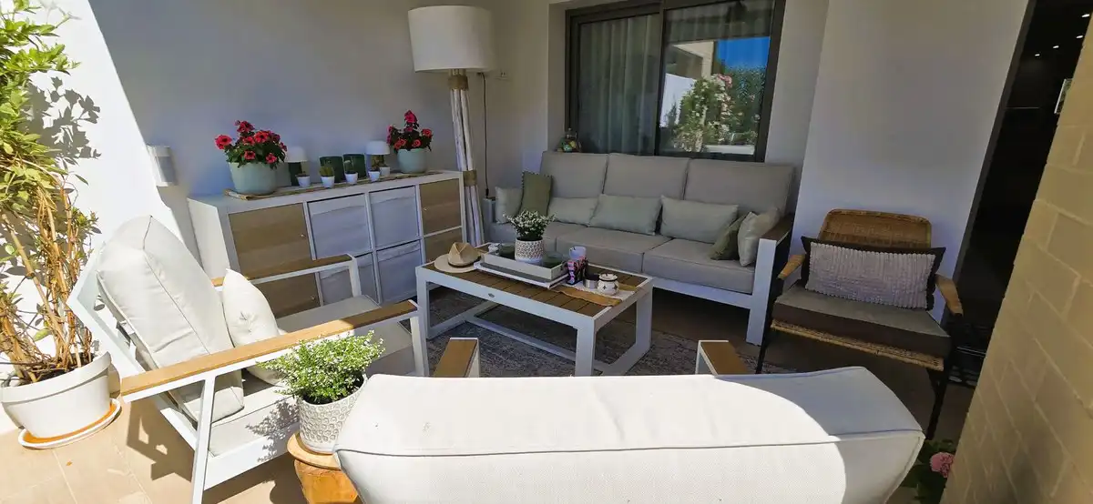 Terraza de Casa adosada en venta en Mijas con Aire acondicionado, Calefacción y Jardín privado