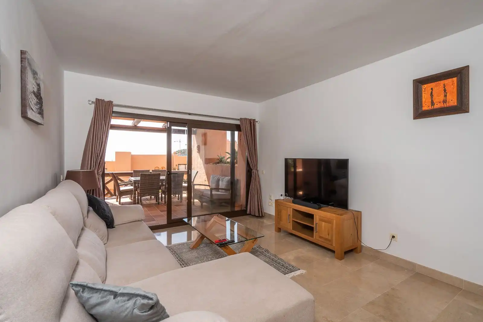 Living room of Flat for sale in Manilva  with Air Conditioner, Terrace and Furnished