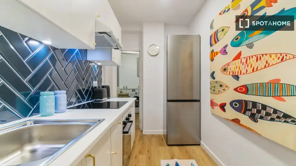 Kitchen of Flat for share in Barcelona  with Air Conditioner, Terrace and Furnished