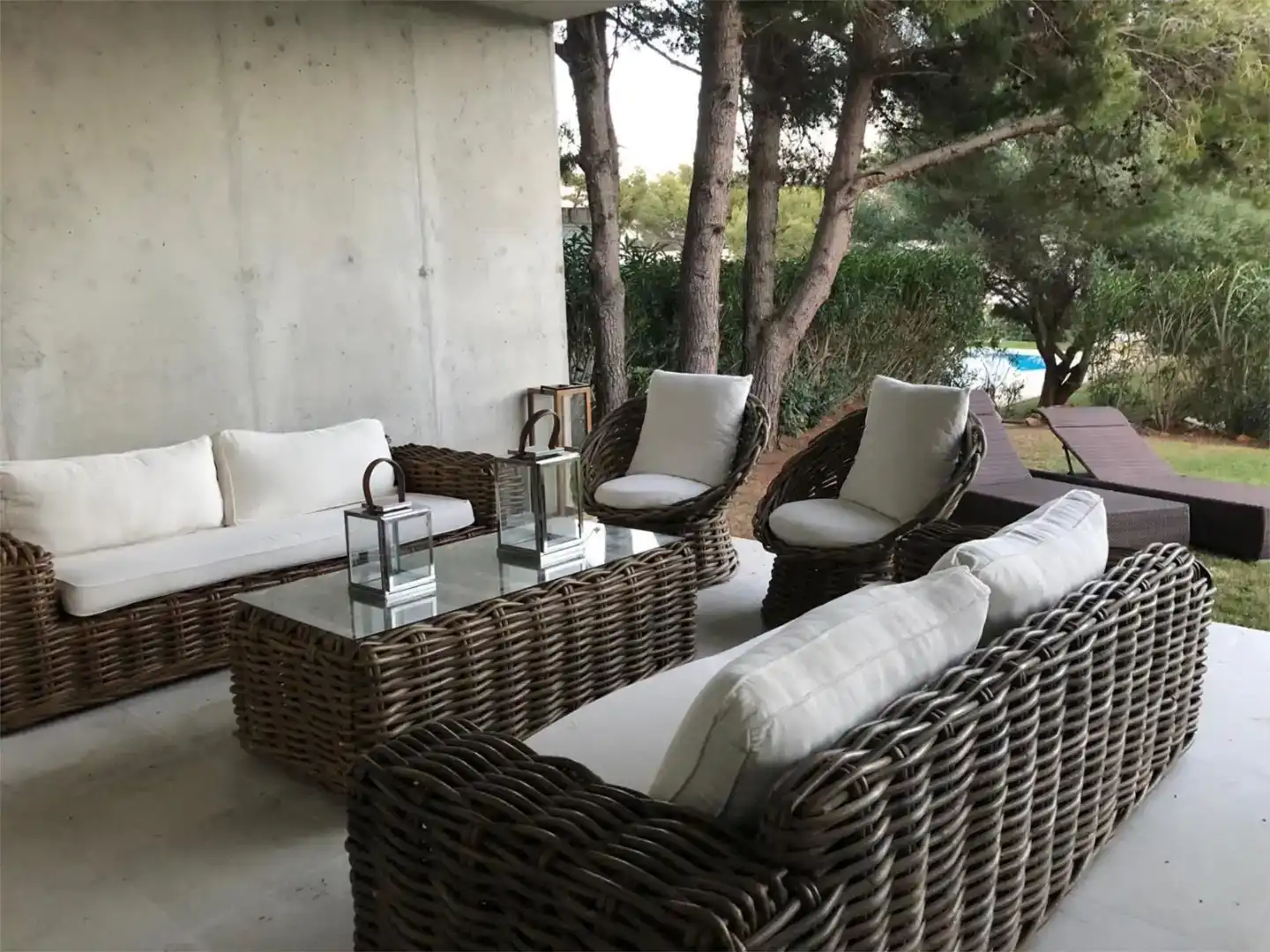 Terraza de Casa o chalet de alquiler en Es Mercadal con Aire acondicionado, Jardín privado y Piscina