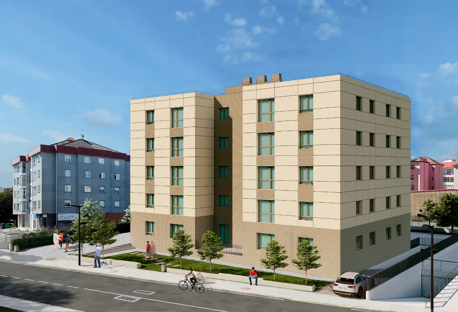 Außenansicht von Wohnung zum Verkauf in Pontevedra Capital  mit Heizung, Parkett und Abstellraum