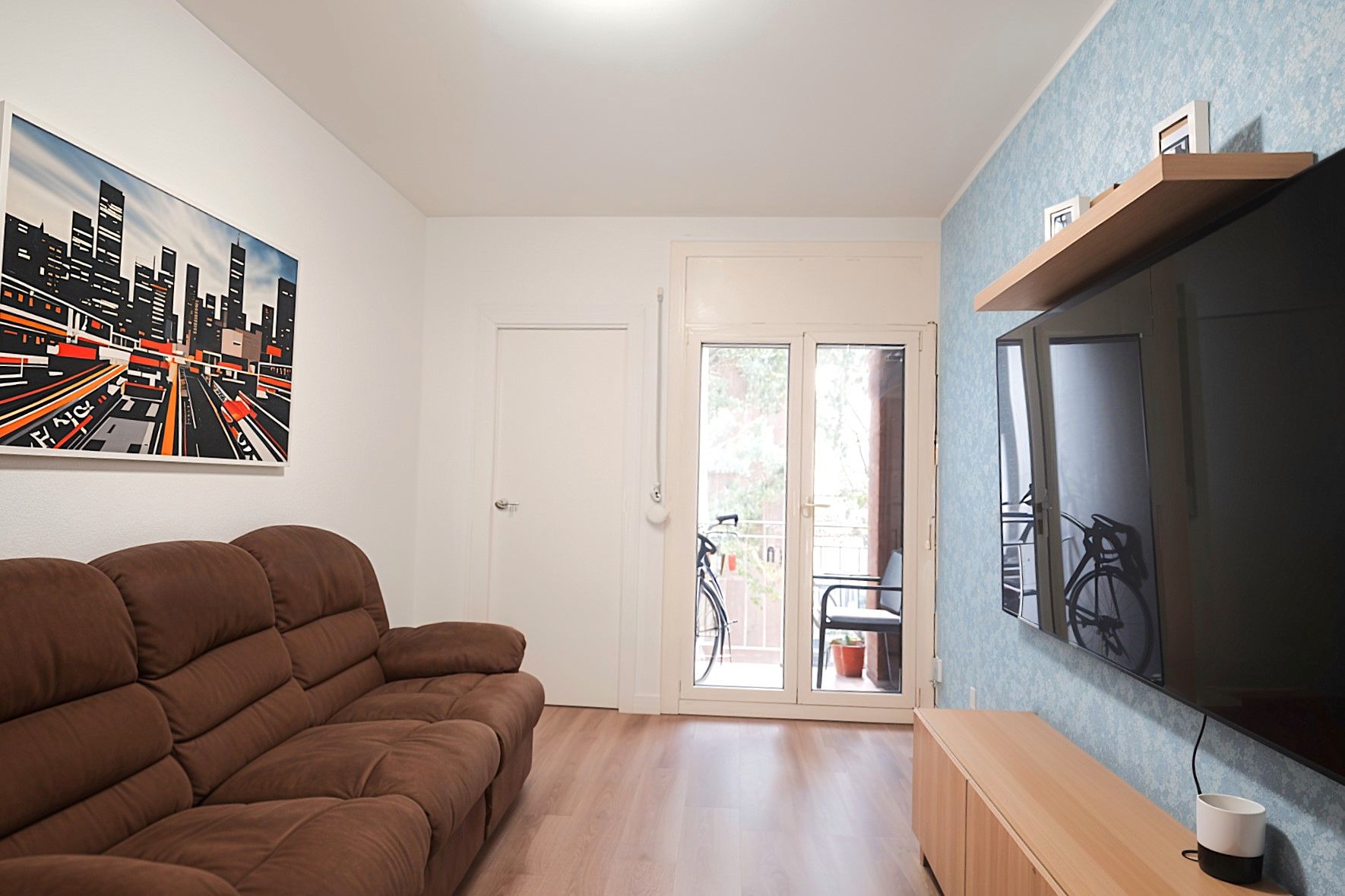 Sala d'estar de Pis en venda en  Barcelona Capital amb Aire condicionat, Moblat i Balcó