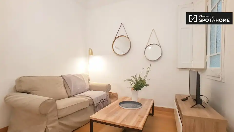 Sala de estar de Apartamento para compartir en Barcelona con Aire acondicionado, Calefacción y Terraza