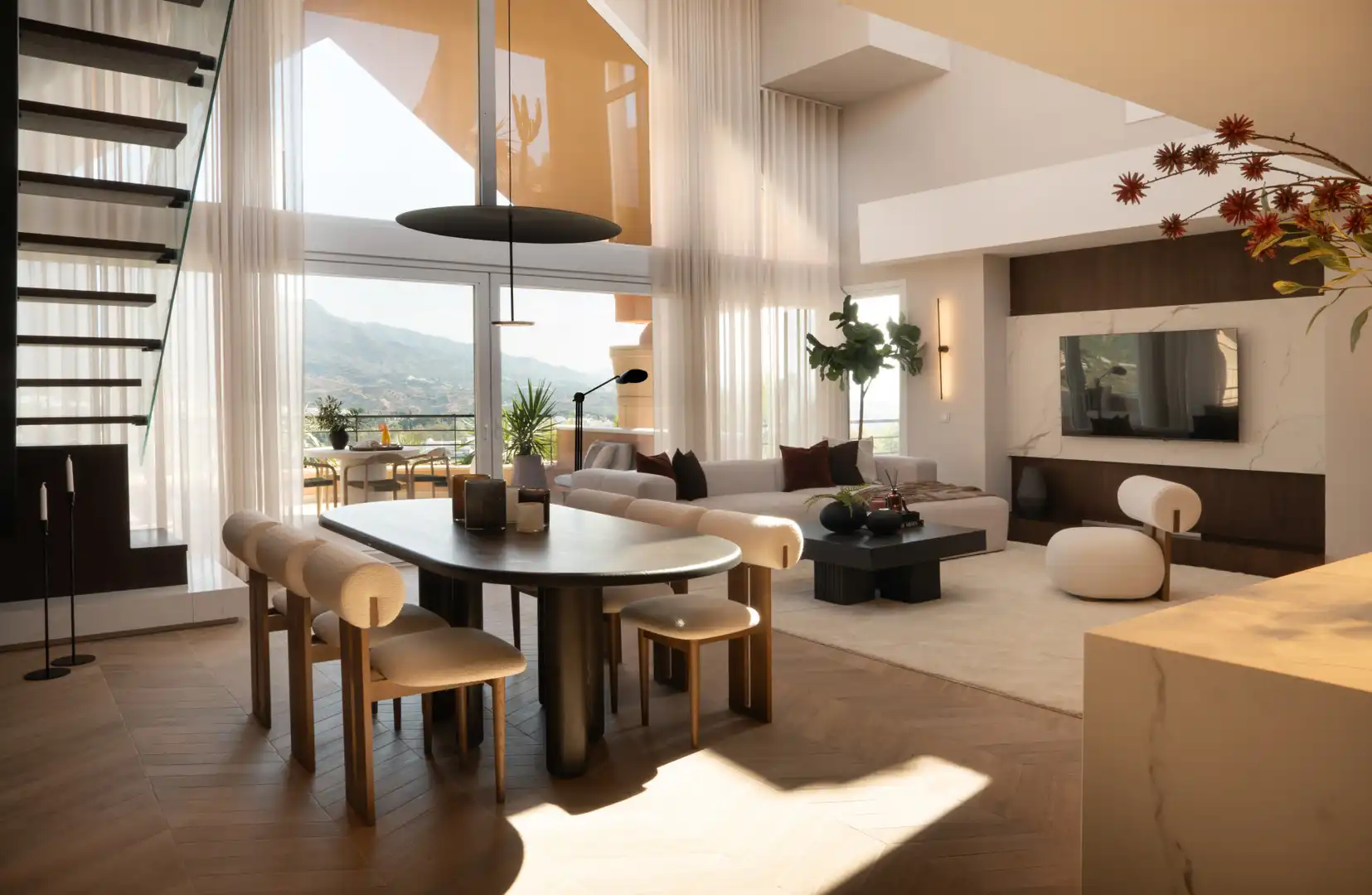 Sala d'estar de Àtic en venda en Marbella amb Aire condicionat, Terrassa i Piscina