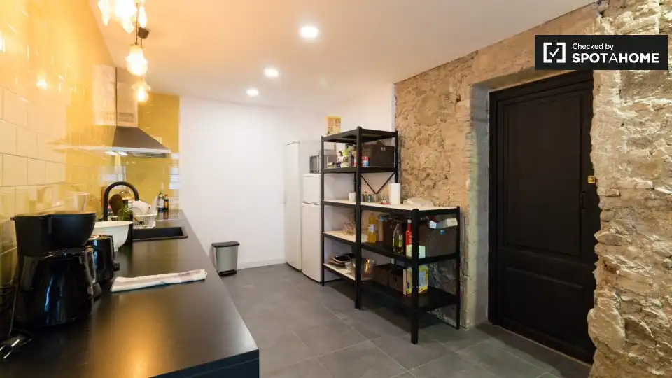 Cuina de Estudi per a compartir en Barcelona amb Aire condicionat, Terrassa i Moblat