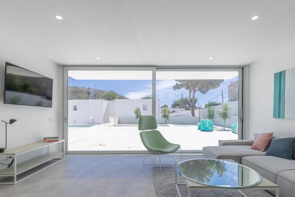 Sala d'estar de Casa adosada en venda en Moraira