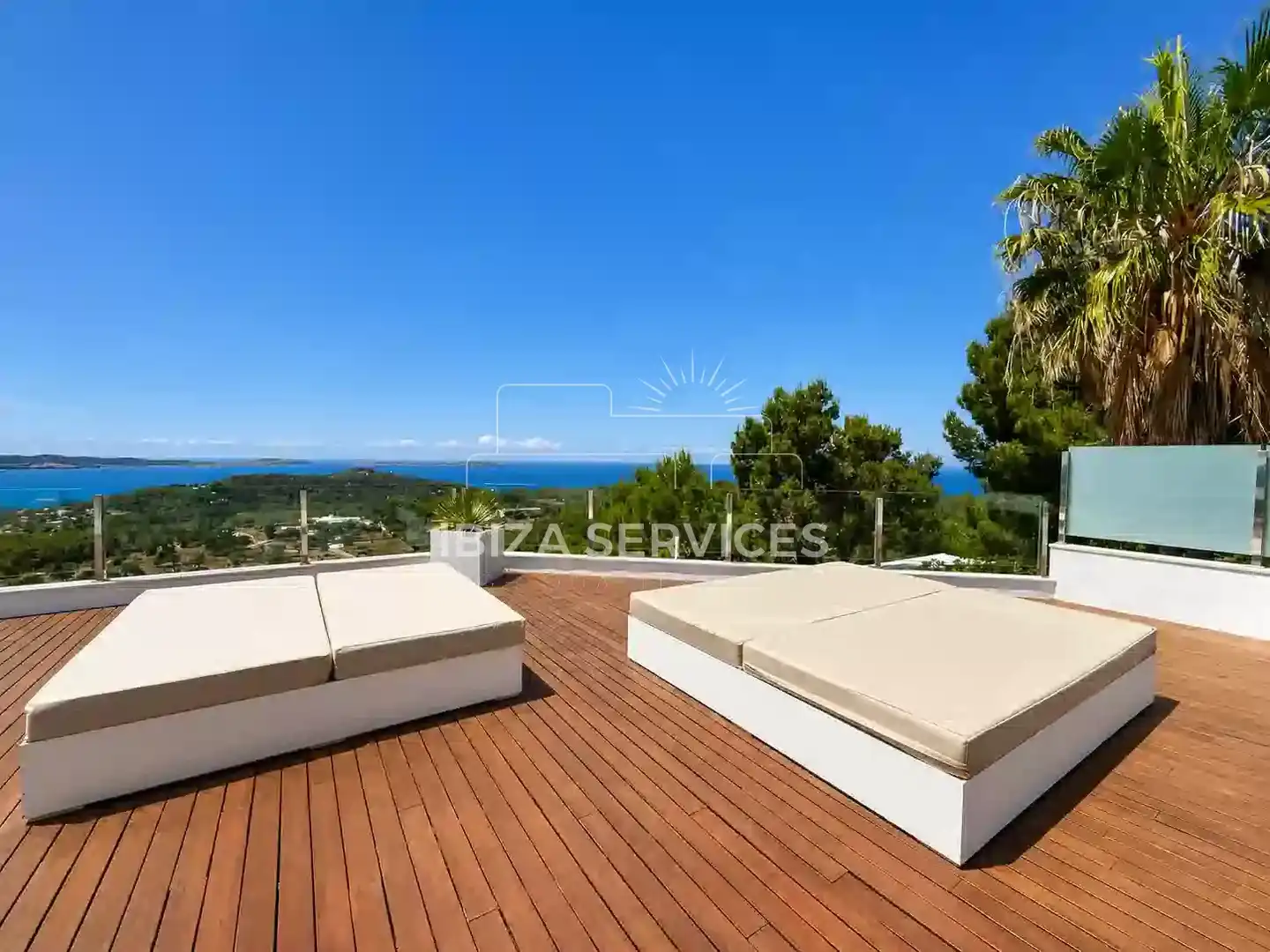 Terraza de Casa o chalet de alquiler en Sant Antoni de Portmany con Aire acondicionado, Jardín privado y Piscina