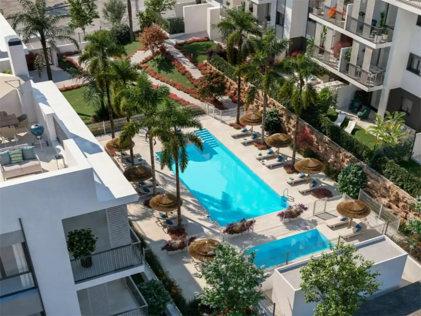 Swimming pool of Flat for sale in Estepona  with Air Conditioner, Private garden and Swimming Pool