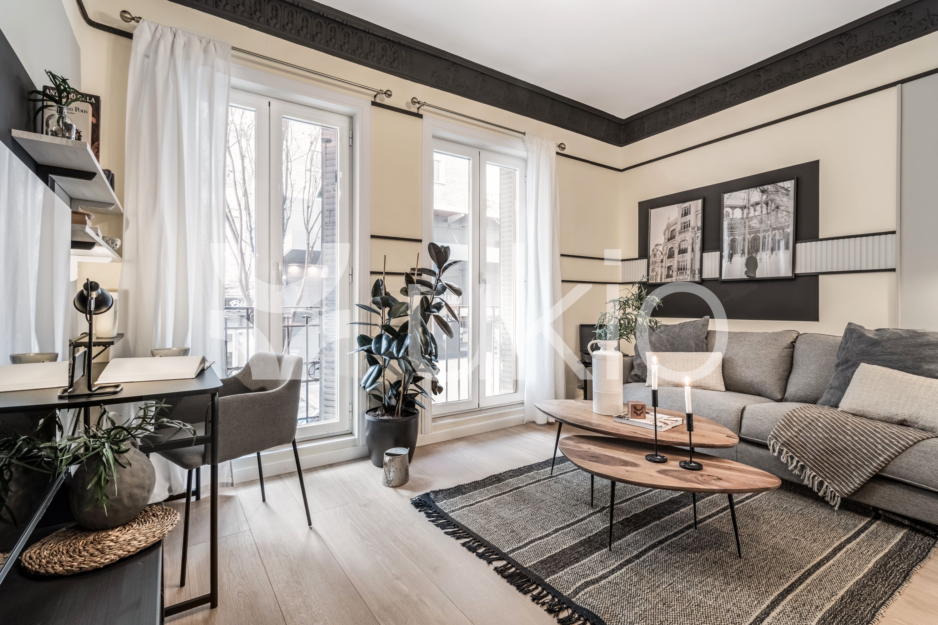 Living room of Apartment to rent in  Madrid Capital  with Air Conditioner, Heating and Furnished