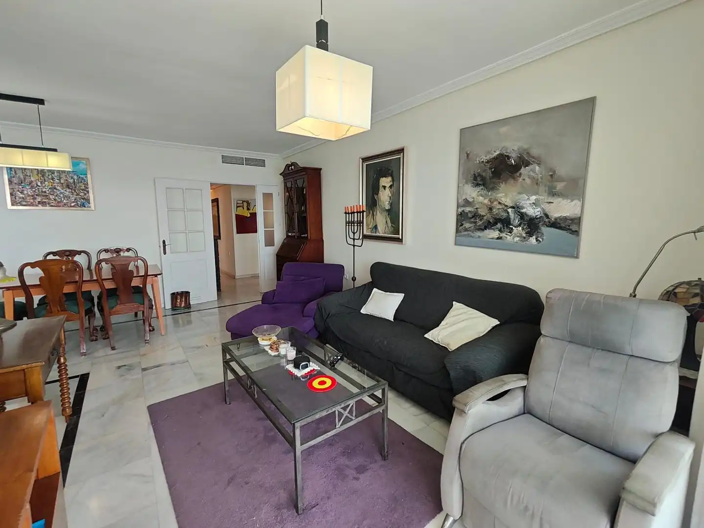 Wohnzimmer von Wohnung zur Miete in Benalmádena mit Klimaanlage, Terrasse und Gemeinschaftspool