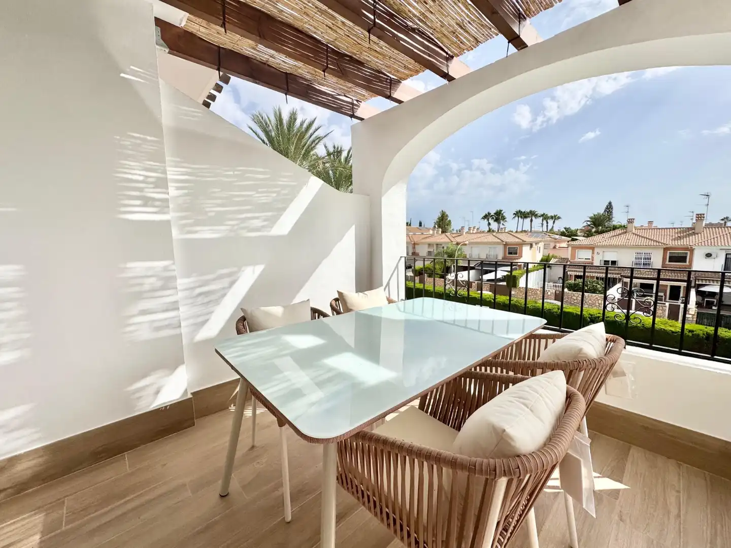 Terrasse von Wohnungen zur Miete in San Javier mit Klimaanlage, Terrasse und Schwimmbad