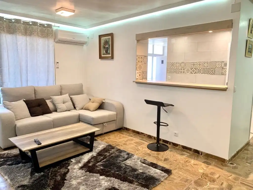 Sala d'estar de Apartament en venda en Alicante / Alacant amb Aire condicionat, Terrassa i Moblat