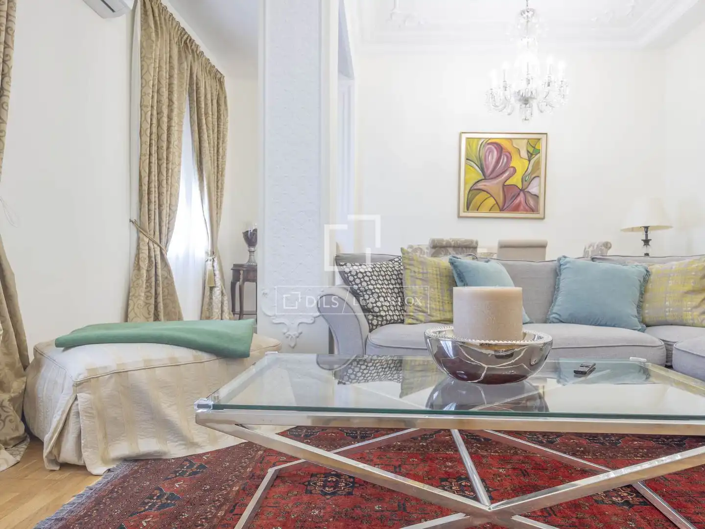 Living room of Flat for rent in Valencia  with Air Conditioner, Parquet flooring and Furnished