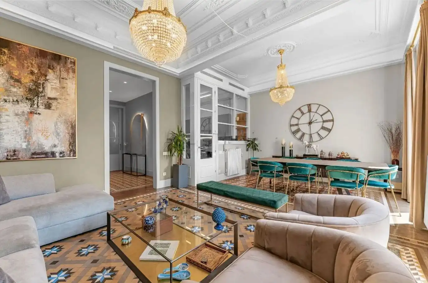 Wohnzimmer von Wohnung zur Miete in Barcelona mit Heizung, Terrasse und Möbliert
