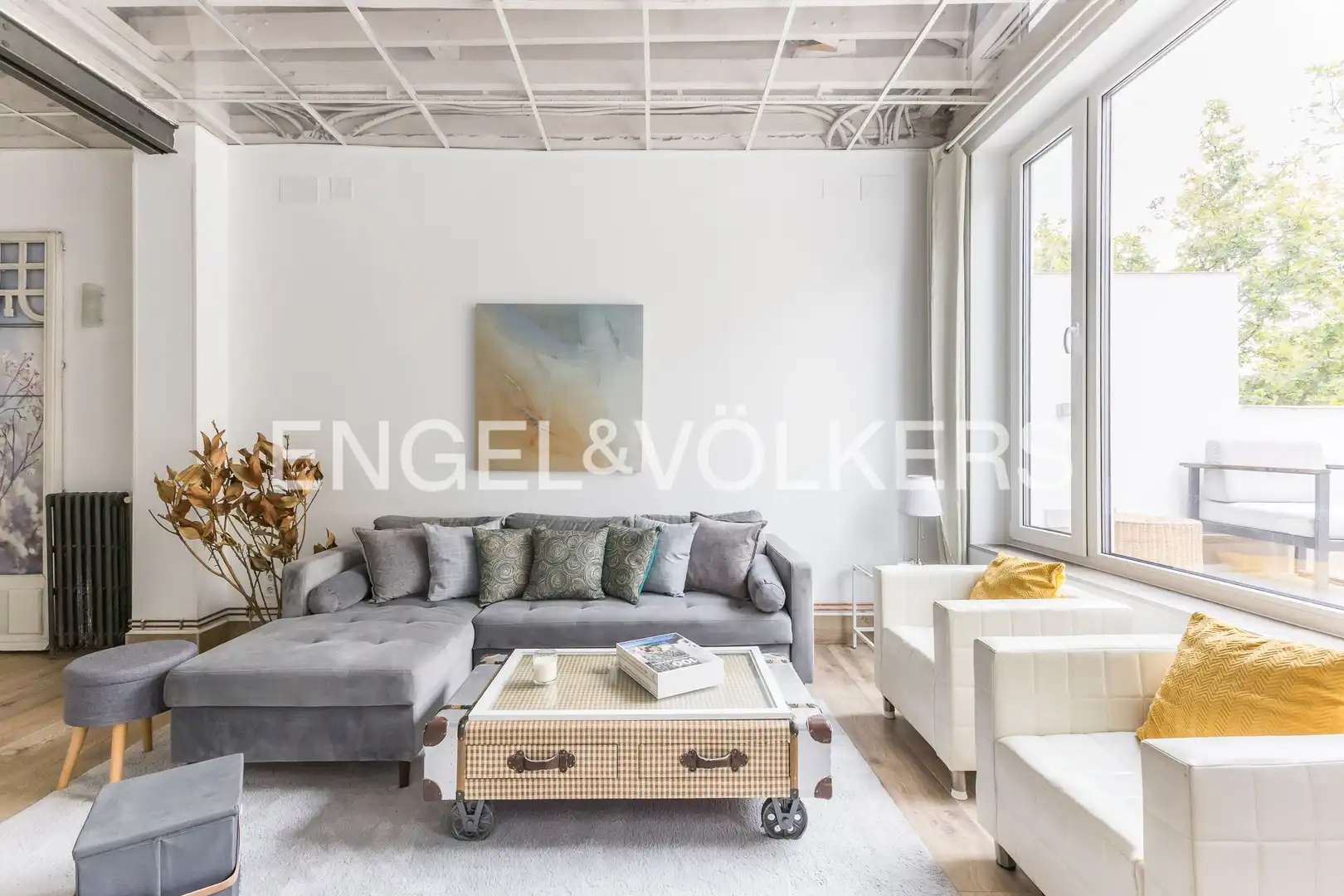 Wohnzimmer von Dachboden zur Miete in Madrid mit Klimaanlage, Heizung und Parkett