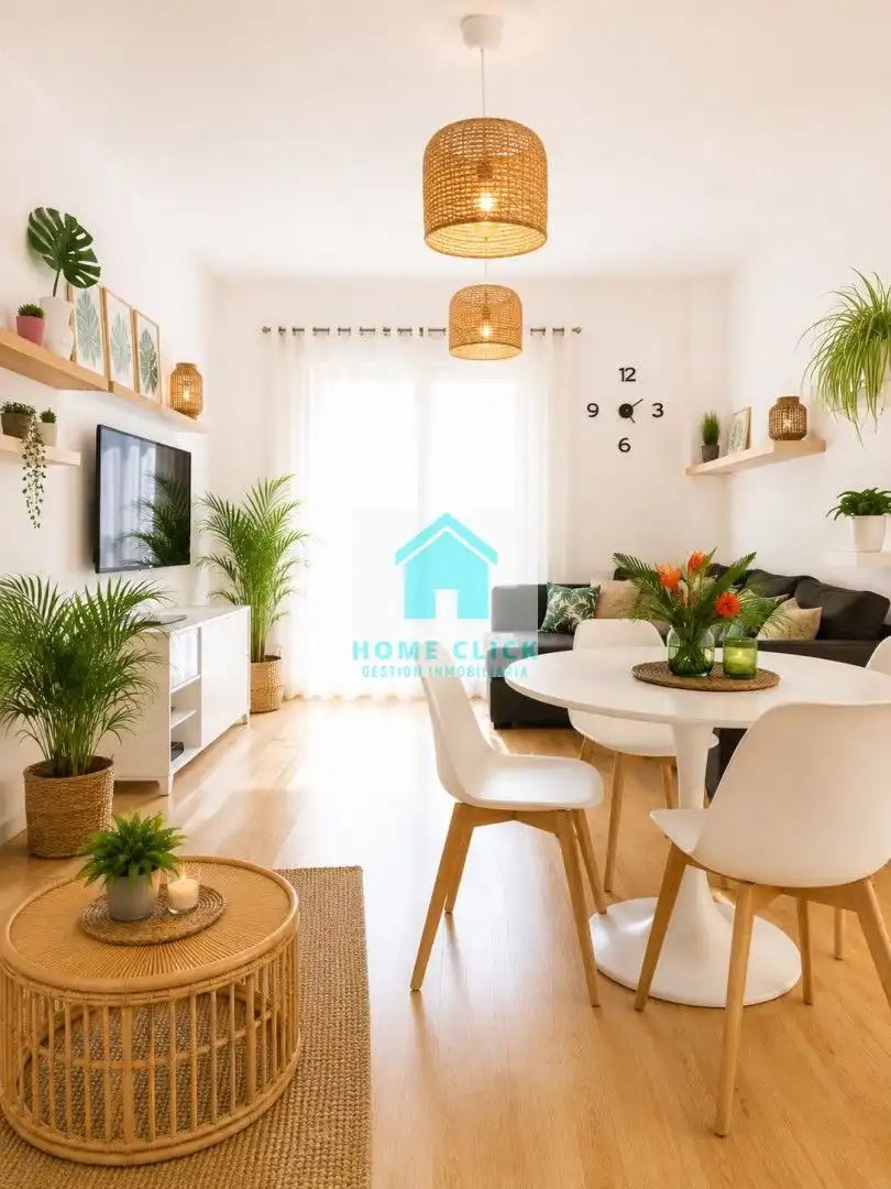 Sala d'estar de Apartament de lloguer en Benalmádena amb Aire condicionat, Calefacció i Jardí privat