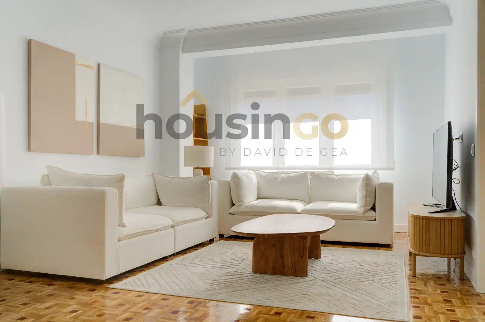 Living room of Flat for rent in Madrid  with Air Conditioner, Parquet flooring and Terrace