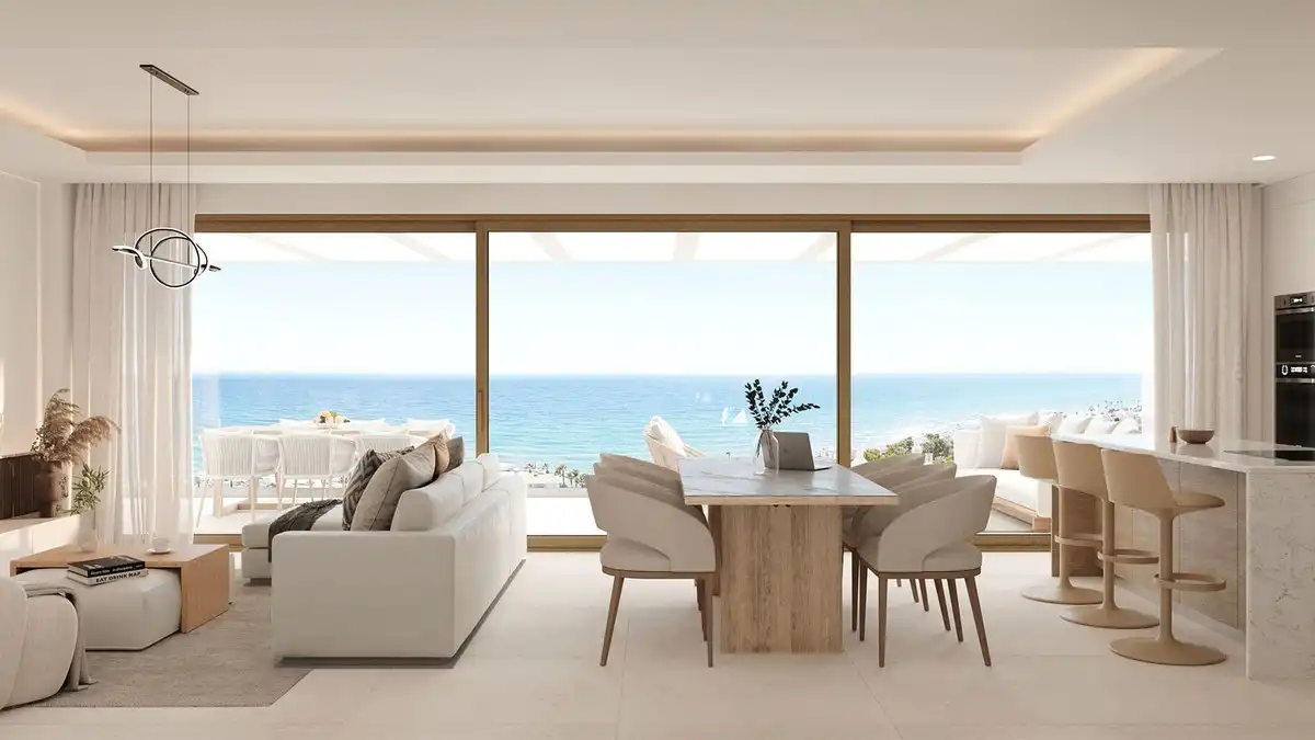 Sala d'estar de Àtic en venda en Mijas amb Aire condicionat, Jardí privat i Terrassa
