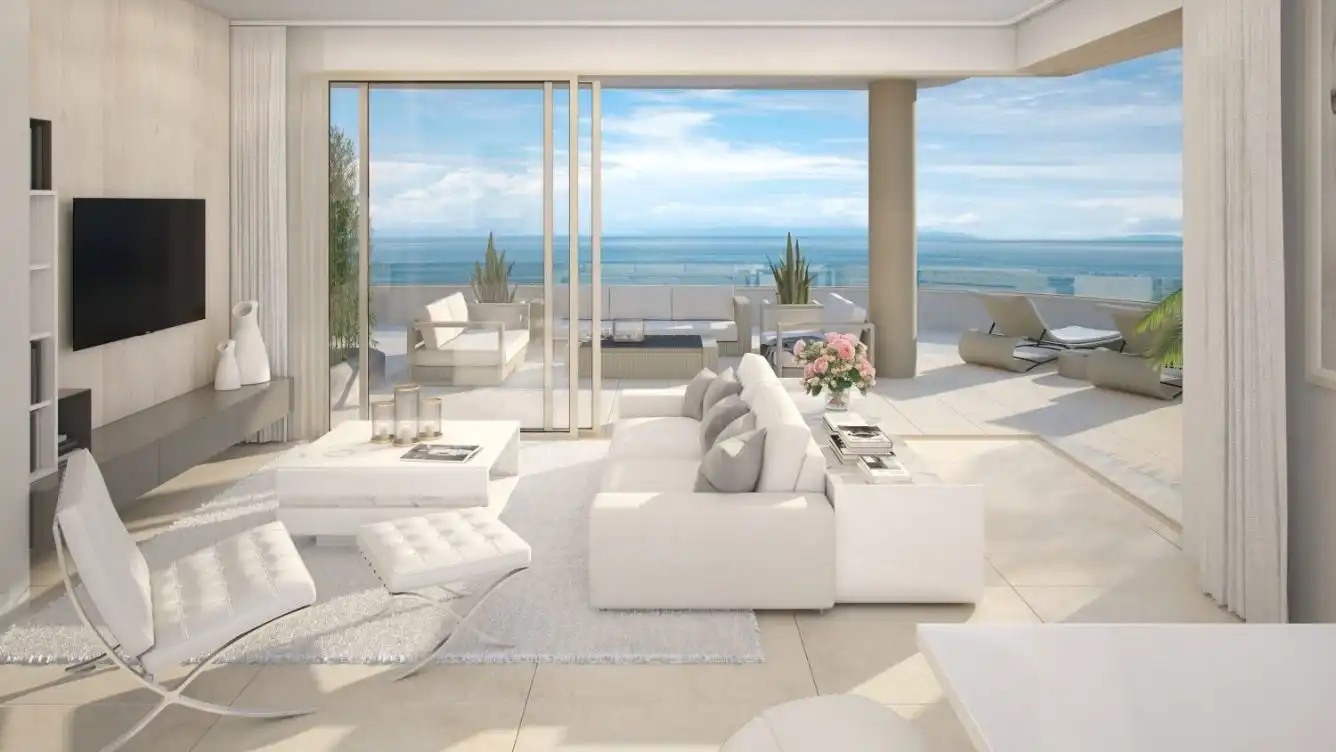 Sala d'estar de Apartament en venda en Mijas amb Aire condicionat, Parquet i Terrassa
