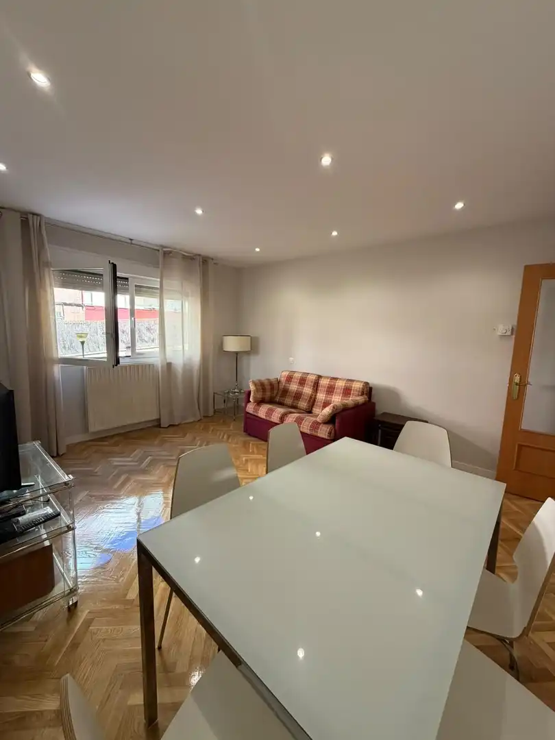 Wohnzimmer von Wohnung zur Miete in Madrid mit Heizung, Privatgarten und Parkett
